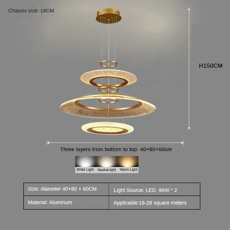 LED Ring Chandelier: Luxury Living Room Lighting Fixture