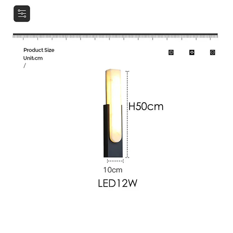 19.6＂LED Marble Wall Sconce - Modern Indoor Bedside Lighting for Living Room