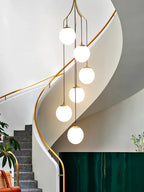 Glass Ball LED Chandelier, Modern Minimalist Loft Villa Staircase Decor