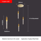 Crystal Staircase Chandelier: Modern Loft Hanging Lamps with Gold Finish