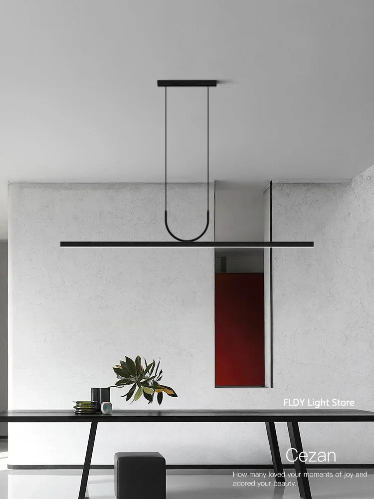 Modern LED Chandelier for Dining, Tea Room, Office, Bar - Long Strip Design