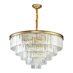 Crystal Gold Black LED Chandelier - Multi-Storey Modern Round Pendant Lamp