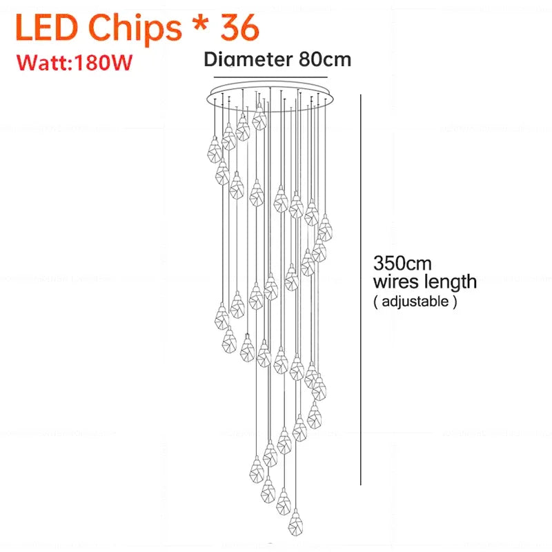Nordic Crystal Cube Chandelier: LED Light for Home, Staircase, Living Room