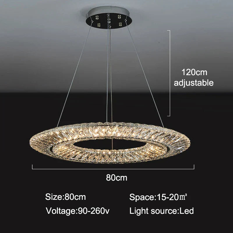LED Crystal Chandelier: Elegant Light Luxury Golden Ceiling Art Ring for Living Room