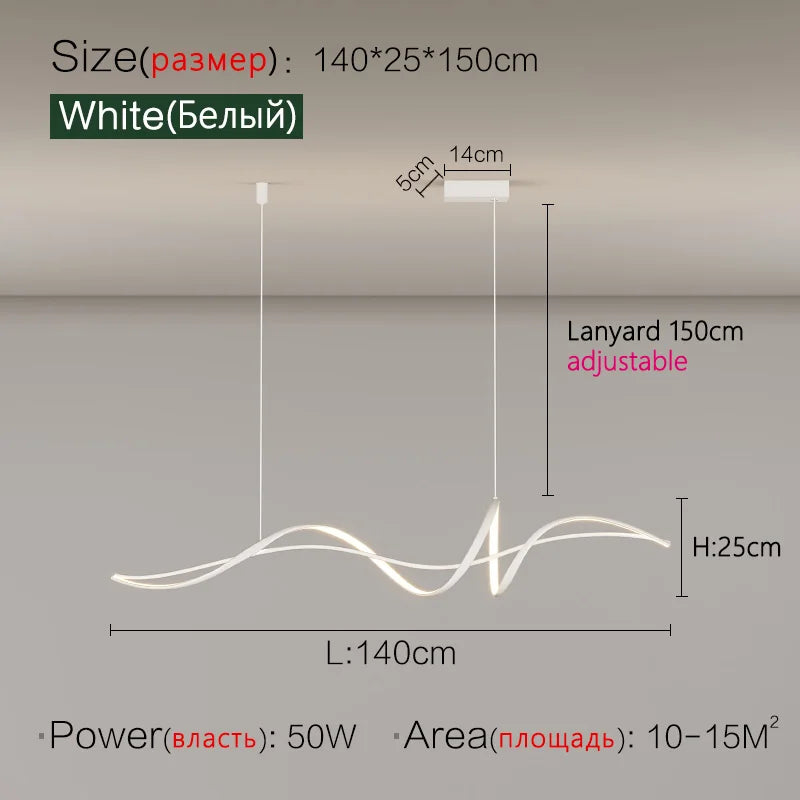 Nordic Style Chandelier Modern Dining Room Strip Lamps