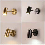 Nordic Bedroom Wall Sconce Lamp Rotating Spotlight in Gold Black