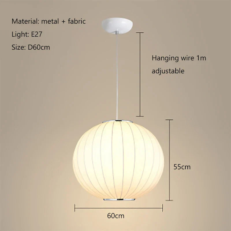 Tatami Fabric Shade LED Pendant Lights for Living Dining Bedroom