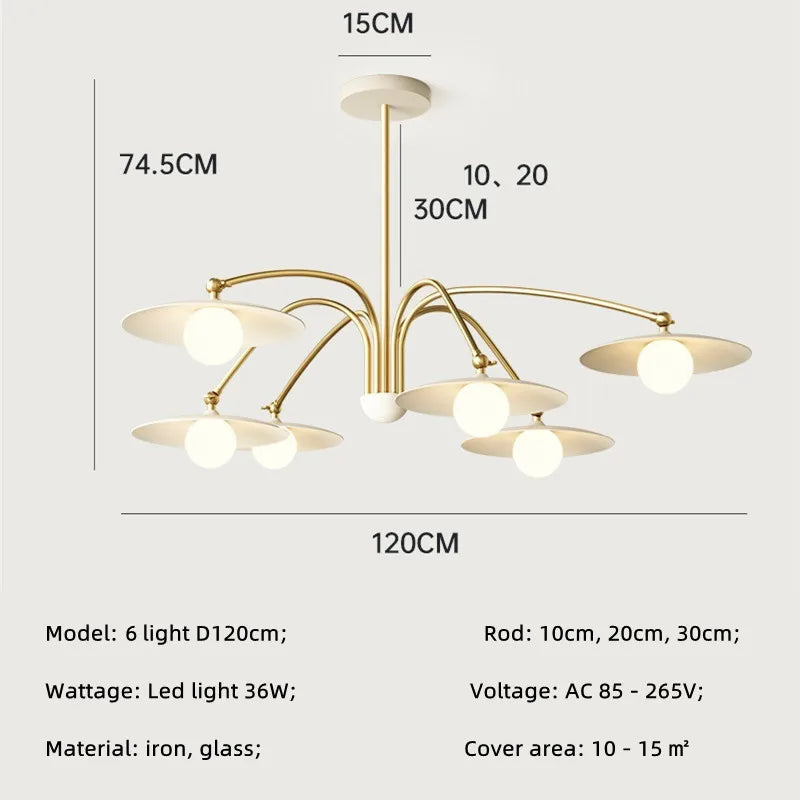 Nordic White Iron LED Chandelier with Hanging Pendant Lighting