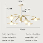 Nordic White Iron LED Chandelier with Hanging Pendant Lighting