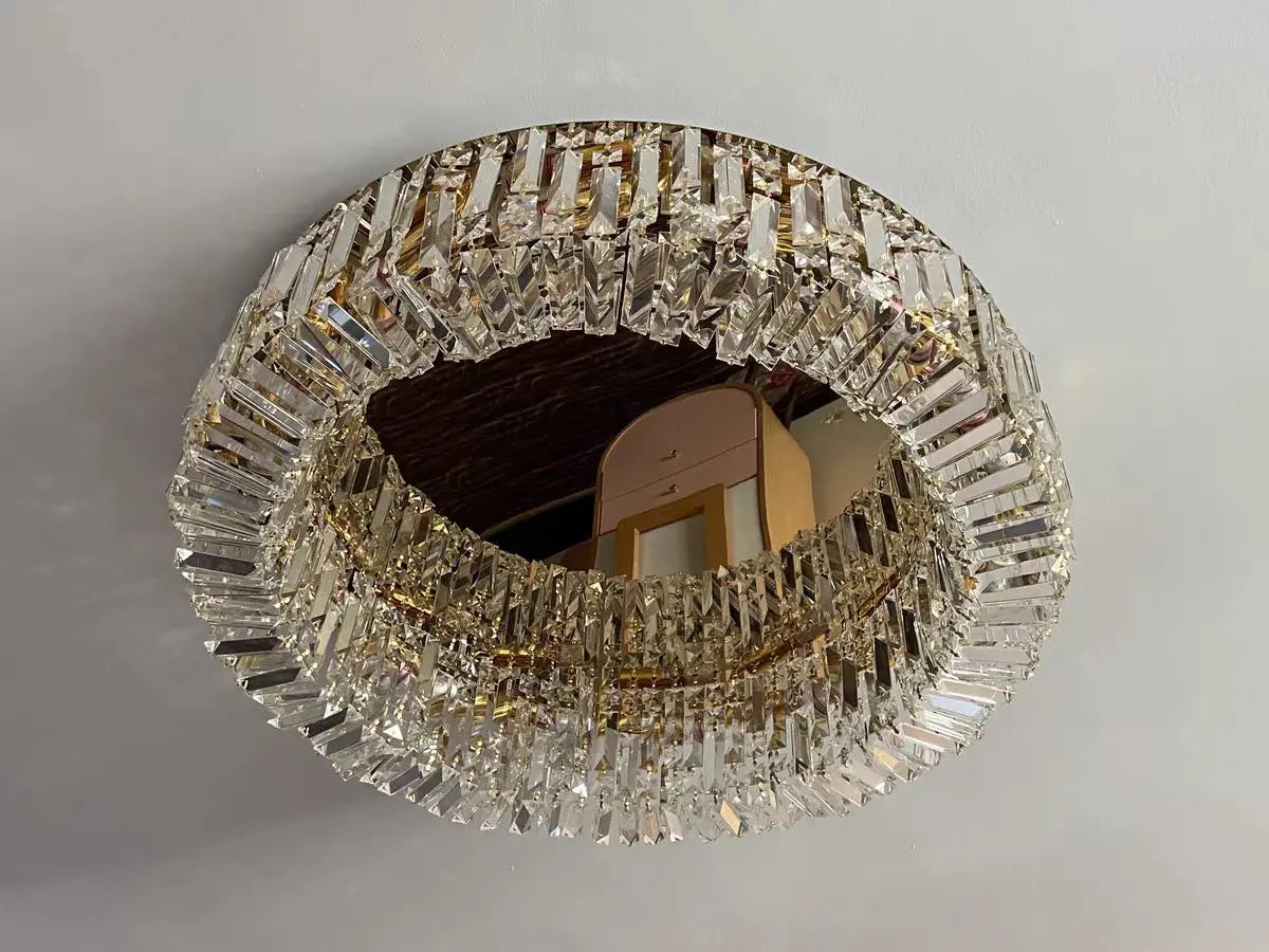 Crystal Glass Round Ceiling Chandelier: Luxury Modern LED Indoor Lighting for Home Decor