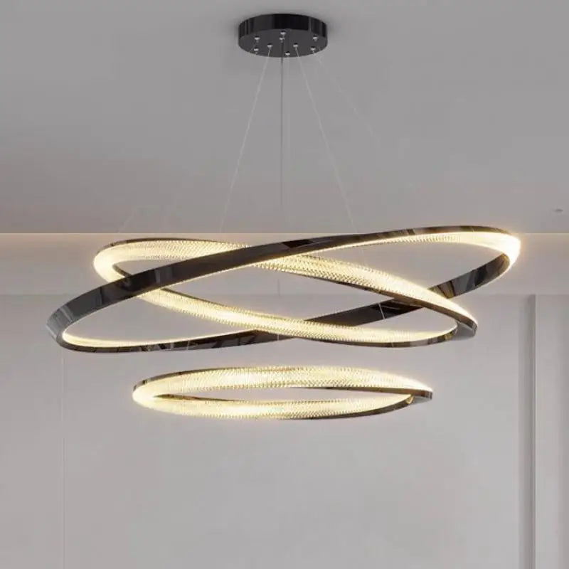 Modern Steel Dimmable LED Chandelier: Remote Control Stair Lustre Pendant Lights