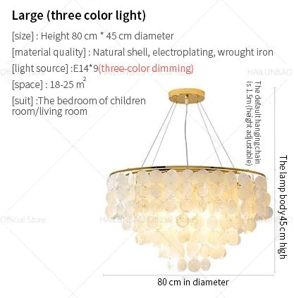 Nordic Shell Chandelier: Modern, Creative, & Luxurious Lighting for Living, Dining & Bedroom