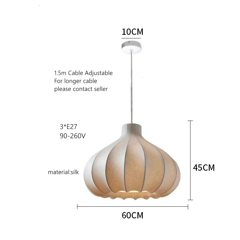 Viscontea Silk Pendant Light: Designer Italian Lamp for Living Room, Bedroom, Kitchen & Dining