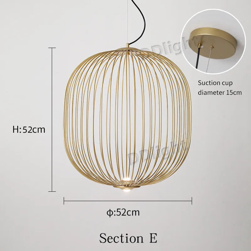 Spokes Pendant Lamp: Modern Birdcage Light for Dining Bar Kitchen Island