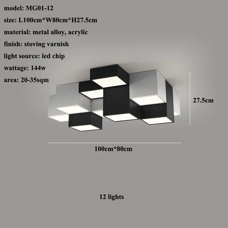 Nordic Black White LED Ceiling Lamp for Stylish Living Room, Bedroom, Office Lighting