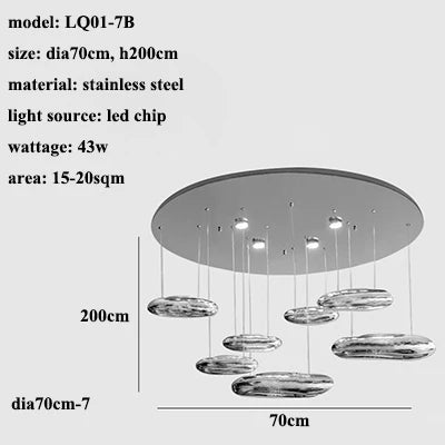 Water Drop Chrome LED Chandelier for Bedroom and Dining Room