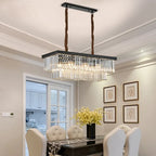 Retro Gold Black Metal Crystal Pendant Lights - Chain Hanging LED Lamp Fixtures