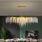 Modern Gold Aluminium Crystal Chandelier LED Pendant Light Fixture
