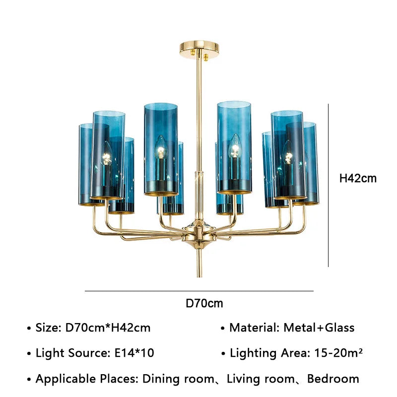 American Lustre Glass Chandelier LED Pendant Light Fixture