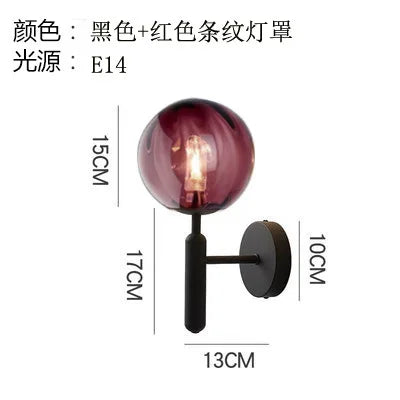 Glass Ball LED Wall Lamp Modern Bedroom Beside Light Fixture
