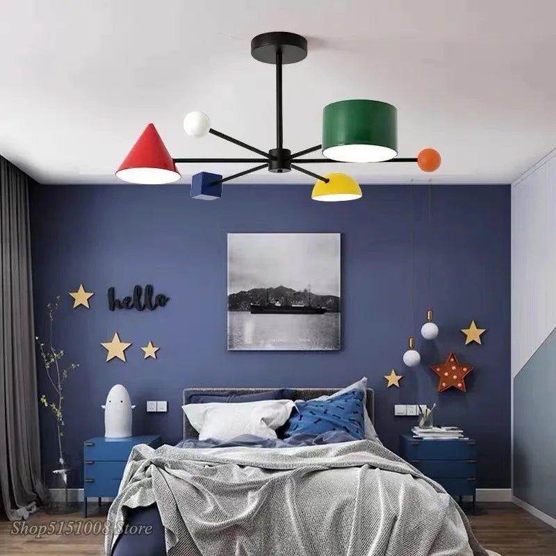 Modern Macaron LED Chandelier: Kids Room Decor, Indoor Hanging Light Fixtures
