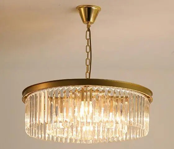 Gold Black Metal LED Pendant Lights with Crystal Suspension and Chain Hangings