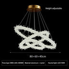 Crystal Flower LED Chandelier: Elegant Round Pendant Light for Dining & Living Room