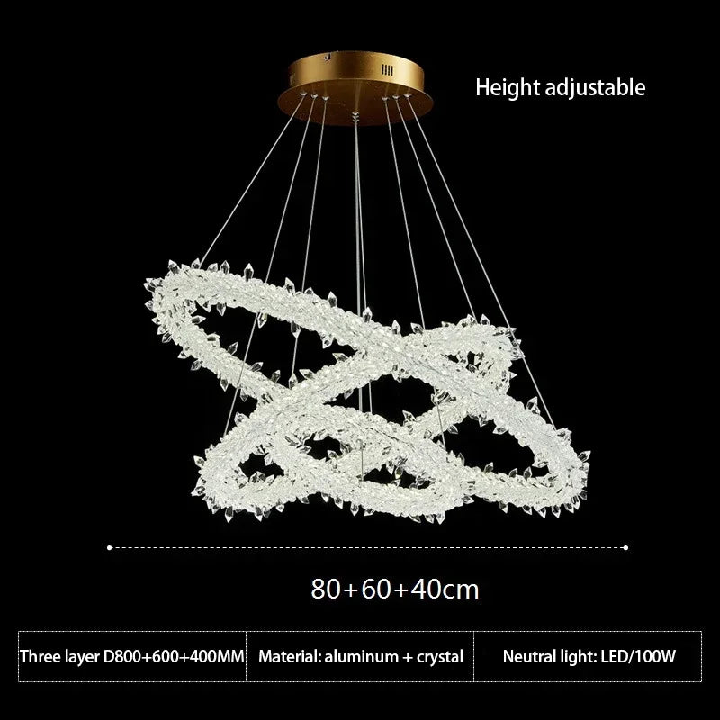 Crystal Flower LED Chandelier Pendant Light for Living and Dining Room