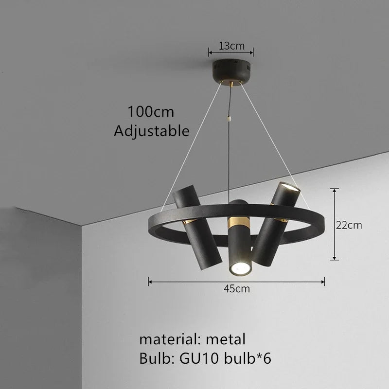 Black Metal Circle LED Pendant Light for Living room, Dining, Kitchen, Bar Decor