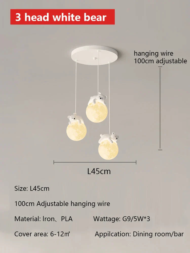 Moon LED Chandelier for Children's Room, Bedroom, Dining Room - Modern and Creative Lighting