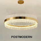 LED Crystal Pendant Light: Modern Nordic Round Chandelier with Dimmable Gold Finish