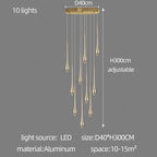 Gold-Plated Modern Chandeliers for Living Room, Staircase, Restaurant, Kitchen