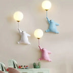 Kids Bear Wall Light Moon Decor for Girl Bedroom