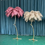 Princess Living Room Luxury Ostrich Feather Floor Lamp in Camel Lush LED Lighting