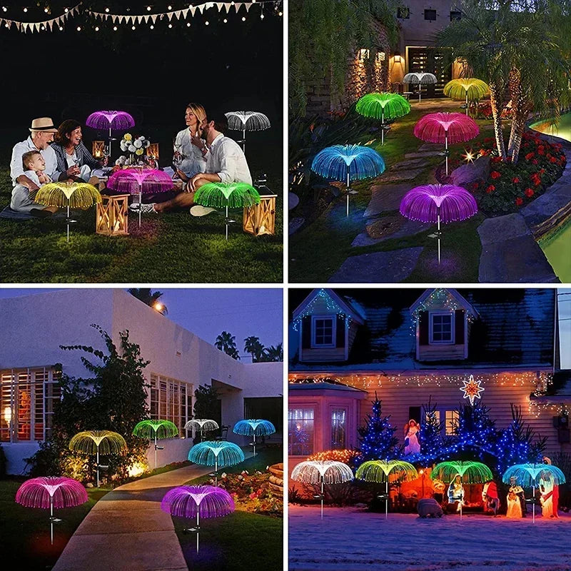 Solar Jellyfish Lawn Lights - Outdoor Fiber Optic Decor for Patio & Yard