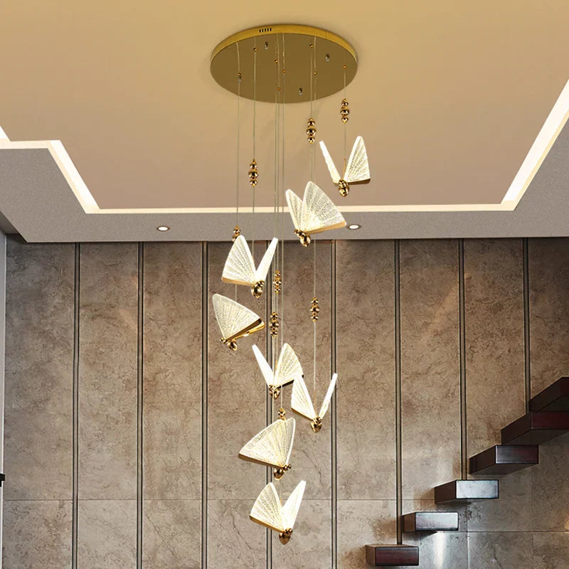 Butterfly Chandelier Lighting by Afralia™: Modern LED Fixtures for Living, Staircase, Bedroom.