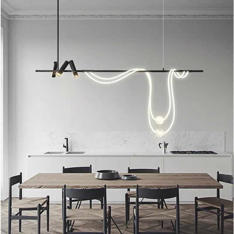 Nordic Hose LED Chandelier - Black Pendant Lamp for Dining Room