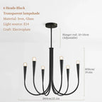 French Style Black Pendant Light Luxury Led Chandelier Room Decor