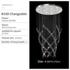 Crystal Chandelier for High Ceilings Living Room - Modern Luxury Spiral Stair Pendant Lamp