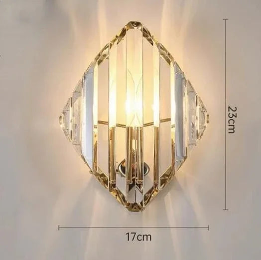 Luxury Crystal Glass Wall Sconce Light Fixture Gold for Bedroom Living Room