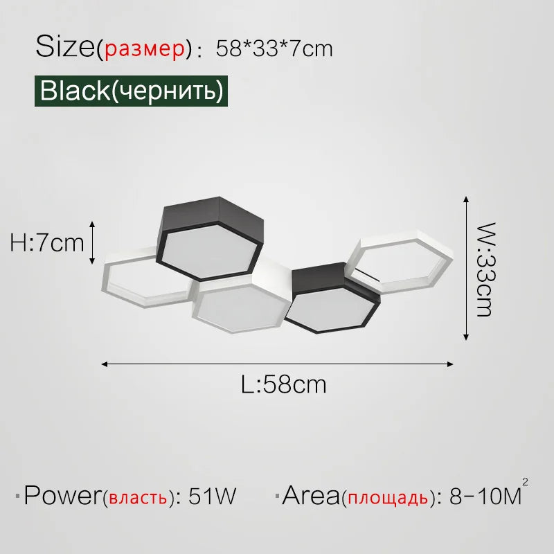 Honeycomb Art Ceiling Lamp Set for Smart Living Room, Hall, and Restaurant