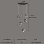 Aluminum LED Chandelier: Luxury Crystal Round Hanging Lamps for Staircase and Attic