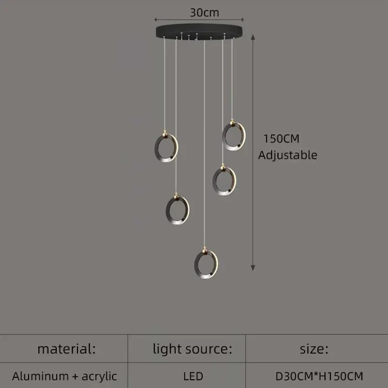 Aluminum LED Chandelier: Luxury Crystal Round Hanging Lamps for Staircase and Attic