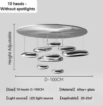 Mercury Collection LED Glass Pendant Lamp - Silver Luxury Designer Lighting