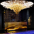 Stone Crystal LED Chandelier: Modern Large Luxury Lighting Fixture for Home Staircase, Living Room, Hallway