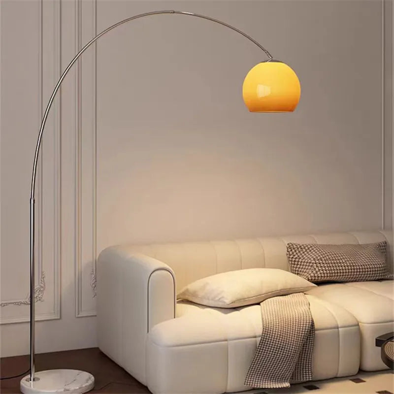 Nordic Orange Arc Floor Lamp with Marble Base - Brand