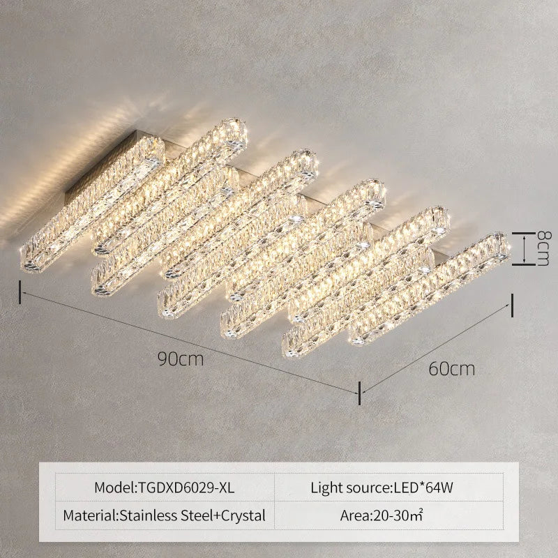 Crystal Chandelier Lights for Living Dining Bedroom LED Dimmable Lustre Lighting