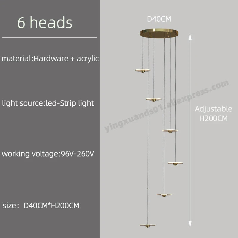 LED Chandelier for Revolving Staircase | Loft Villa Ceiling Hanging Lamp