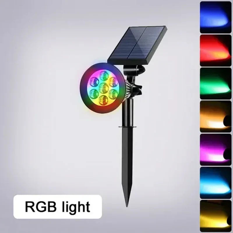 Solar Spotlight 7LED Lamp Adjustable In-Ground Landscape Wall Light