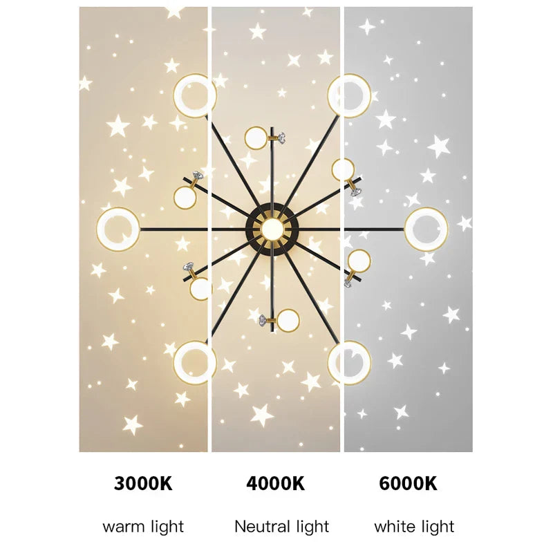 Modern LED Chandelier | Smart Remote Ceiling Pendant Light for Home Decor